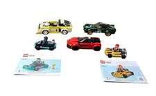 Lot of 5 Lego Speed Champions & Lego City Cars INCOMPLETE AS SHOWN w 2 Minifigs