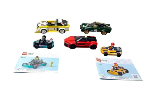 Lot of 5 Lego Speed Champions & Lego City Cars INCOMPLETE AS SHOWN w 2 Minifigs