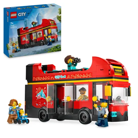 LEGO City Red Double-Decker Sightseeing Bus Toy, Red Vehicle for 7 Plus Year Old