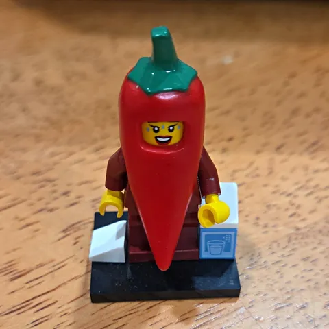 LEGO Chili Pepper Costume Minifigure Figure w/ Display Stand