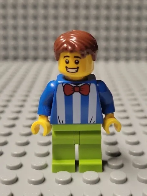 LEGO CITY Minifigure Ice Cream Truck Vendor Striped Shirt