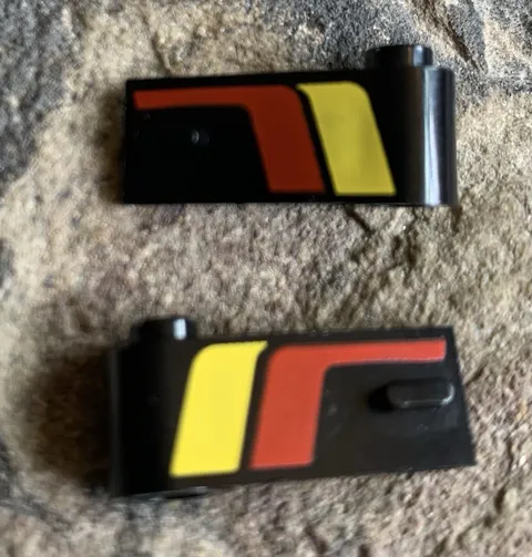 LEGO Door 1x3 +Print Red & Yellow Stripes Black x1 Pair, Vintage