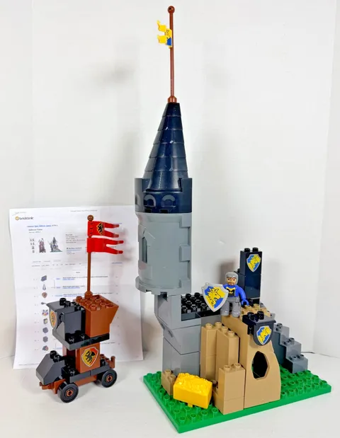 LEGO DUPLO (4779) Incomplete Castle Tower Knights Parts Lot Figure Flags Weapons