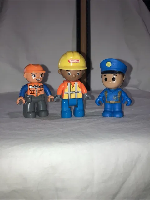 Lego Duplo Figures Lot Of 3 People Construction Workers Matching Set