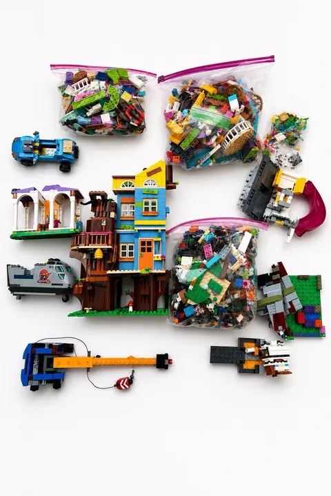 Lot Of 7 Lbs Lego Bricks Blocks Parts Pounds Set Assortments Slide Tree House