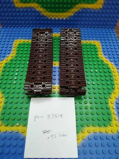Lego part 57518 Link Tread Wide with 2 Pin Holes (dark brown; 45 pieces/links)
