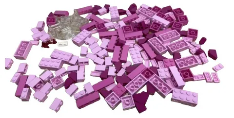Lego 7 oz Mixed Lot Pink Bricks Jewels Windows & Parts in Lego Tub Unused