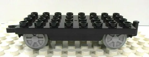 Lego Duplo Item Train Car Base 4x8 w/ train wheels black w/ slate gray