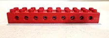 Vintage 1990s LEGO Duplo Technic Brick 2x10 with 9 Holes Red 6515c01