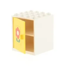 1x LEGO Homemaker Cabinet 4x4x4 White Right Door Yellow Flower 838PB04 837