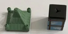 LEGO Vintage Sand Green 6x6x3 Roof 30614 & Printed Cloud 2x2x3 Pillar Brick