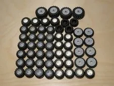 LEGO Tires w/ BLACK Gray White Plastic Lot Rims Wheels