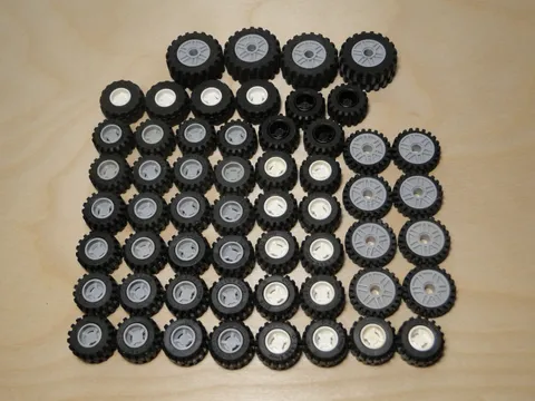 LEGO Tires w/ BLACK Gray White Plastic Lot Rims Wheels