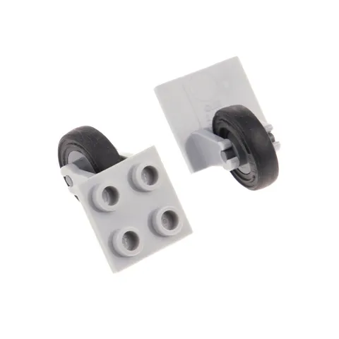 2x LEGO Wheel Axle Plane 2x2 New Light Gray Dark Gray Rim 3464c03 2415c04