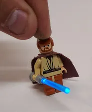 Lego Star Wars OBI-WAN KENOBI w/ Light-up Lightsaber Minifigure 7257 - Works!
