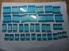 LEGO BULK LOT OF 37 TRANS LIGHT BLUE WALL/WINDOW PANELS 1X2X2 1X2X3 1X4X3