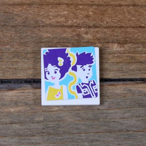 LEGO Friends Amusement Park Tile 2 x 2 Worried Male Smiling Female 3068pb1054