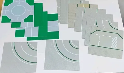  🔥 Vtg LEGO Road Plates Lot 13 Printed Baseplates Gray Green platforms 