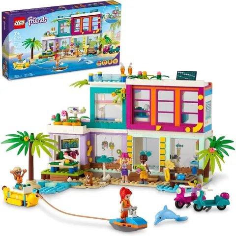 LEGO 41789 Friends Beach House, 2-Story with Mini-Dolls & Surfboard, Gift 7+