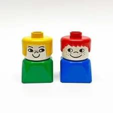 Vintage 1980s Lego Duplo Square Plastic People Figures - Pair of 2
