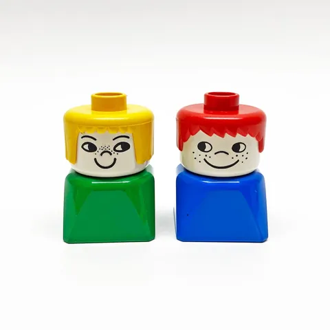 Vintage 1980s Lego Duplo Square Plastic People Figures - Pair of 2