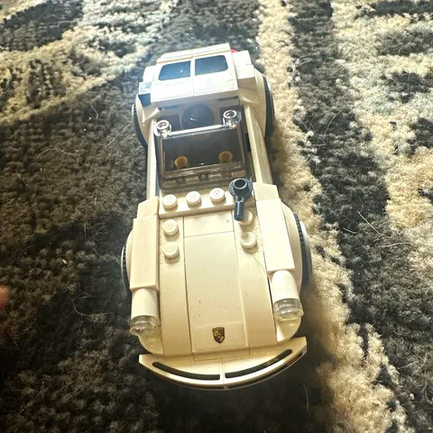 LEGO White Brick-Built Sports Car Vehicle - Plastic Car Build (As Pictured)