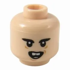 LEGO Minifigure, Head Thick Black Eyebrows, Open Mouth with Buck Teeth