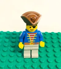 LEGO Pirate Minifigure Blue Jacket Old Gray Legs Brown Hat 6273 6234 6268