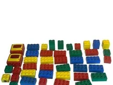 VTG LEGO Duplo Lot Bricks 2x2 2x6 Doors Colorful Building Blocks Pretend Play
