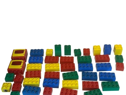 VTG LEGO Duplo Lot Bricks 2x2 2x6 Doors Colorful Building Blocks Pretend Play