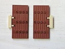 Lego Door Reddish Brown 1 x 5 x 8 1/2 Stockade Pait w/Tan Hinges~Ninjago+