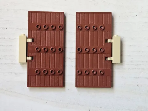 Lego Door Reddish Brown 1 x 5 x 8 1/2 Stockade Pait w/Tan Hinges~Ninjago+