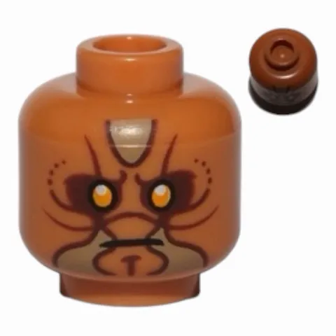 LEGO Minifigure, Head Alien Zabrak with Orange Eyes and Dark Tan Markings Jedi