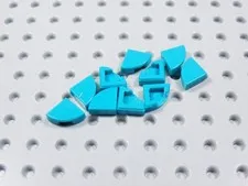 LEGO Lot of 10 Bright Bluish Green 1x1 Round Corner Smooth Tiles Plates BR
