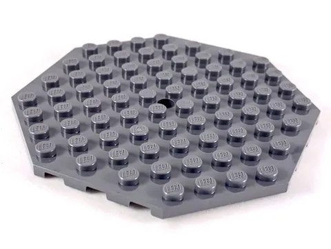LEGO 10x Dark Bluish Gray Plate, Modified 10 x 10 Octagonal with Hole inv.601