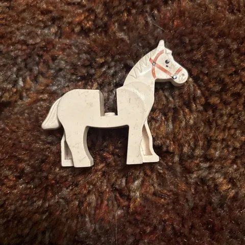 LEGO 4493c01pb04 White Horse Black Eyes White Pupils and Dark Orange Bridle