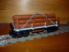 Lego Train Log Flat Car Custom City 9V RC Power Functions w/ 6 Logs 60052 7939