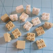 LEGO 22885 Bricks 1x2x1 2/3 Side Studs White & Tan Bulk Lot 17 pcs