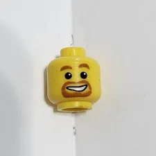 Lego Head Man Male Orange Facial Hair Beard Smiling Teeth Minifigure Minifig