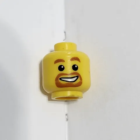 Lego Head Man Male Orange Facial Hair Beard Smiling Teeth Minifigure Minifig