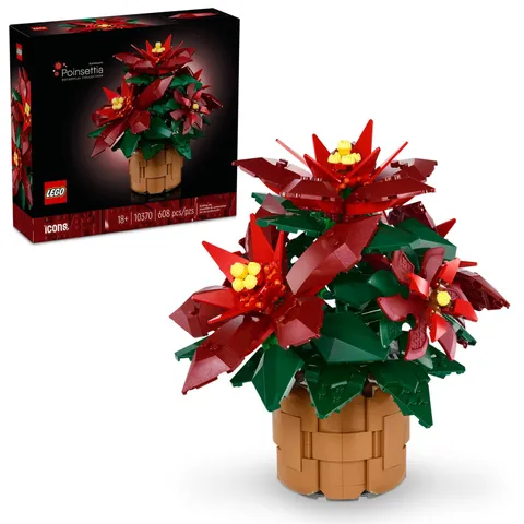 LEGO Icons Poinsettia Artificial Flower Christmas 10328 Toy Building Blocks