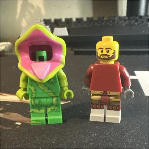 LEGO Minifigures Lot of 2 Green Monster Costume & Bearded Figure Minifigs