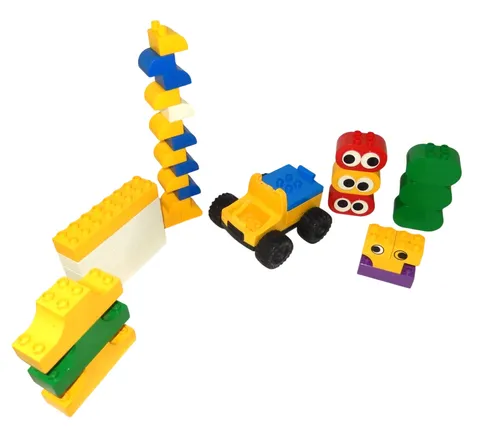 36 Vintage Lego Duplo Mixed Lot Specialty Shaped Blocks Truck & Wheels Eyes