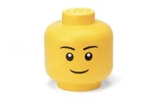 LEGO Boy Storage Head Large Removable Lid Yellow Smiley Face Container Bucket