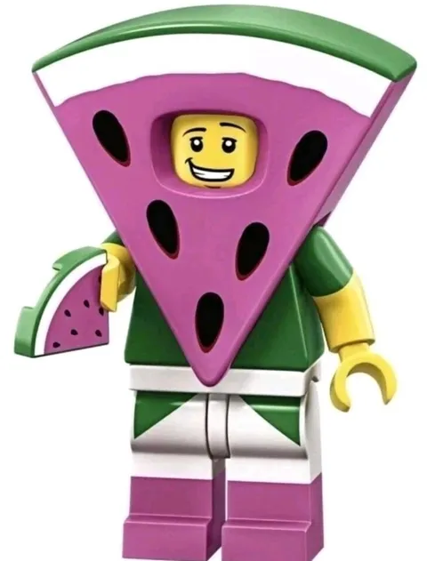 The  Lego movie Watermelon Dude Green fruit 71023  printed Minifigure Read