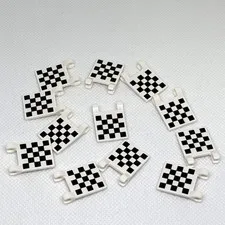 LEGO Parts - White Flag 2 x 2 Square w/ Checkered Printed - No 2335p03 - QTY 12