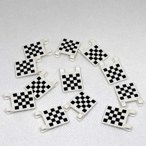 LEGO Parts - White Flag 2 x 2 Square w/ Checkered Printed - No 2335p03 - QTY 12