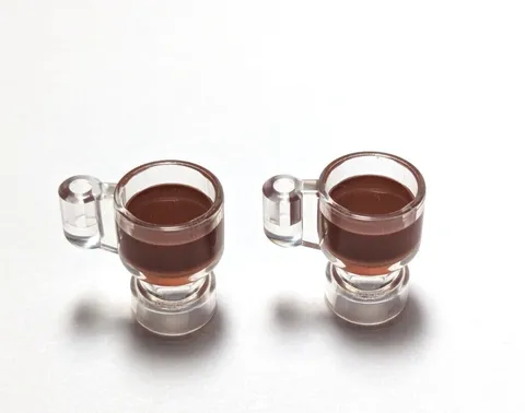 Lego - Minifigure Utensil - Lot of 2 - Trans Clear Cups, Mugs, Brown, Coffee Tea