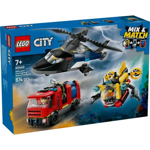 LEGO® City 60462 Combination Set With Helicopter, Fire Truck And Submarine