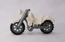 LEGO Vintage Motorcycle White w/ Flat Silver Rims Silver Chassis 10767 75828